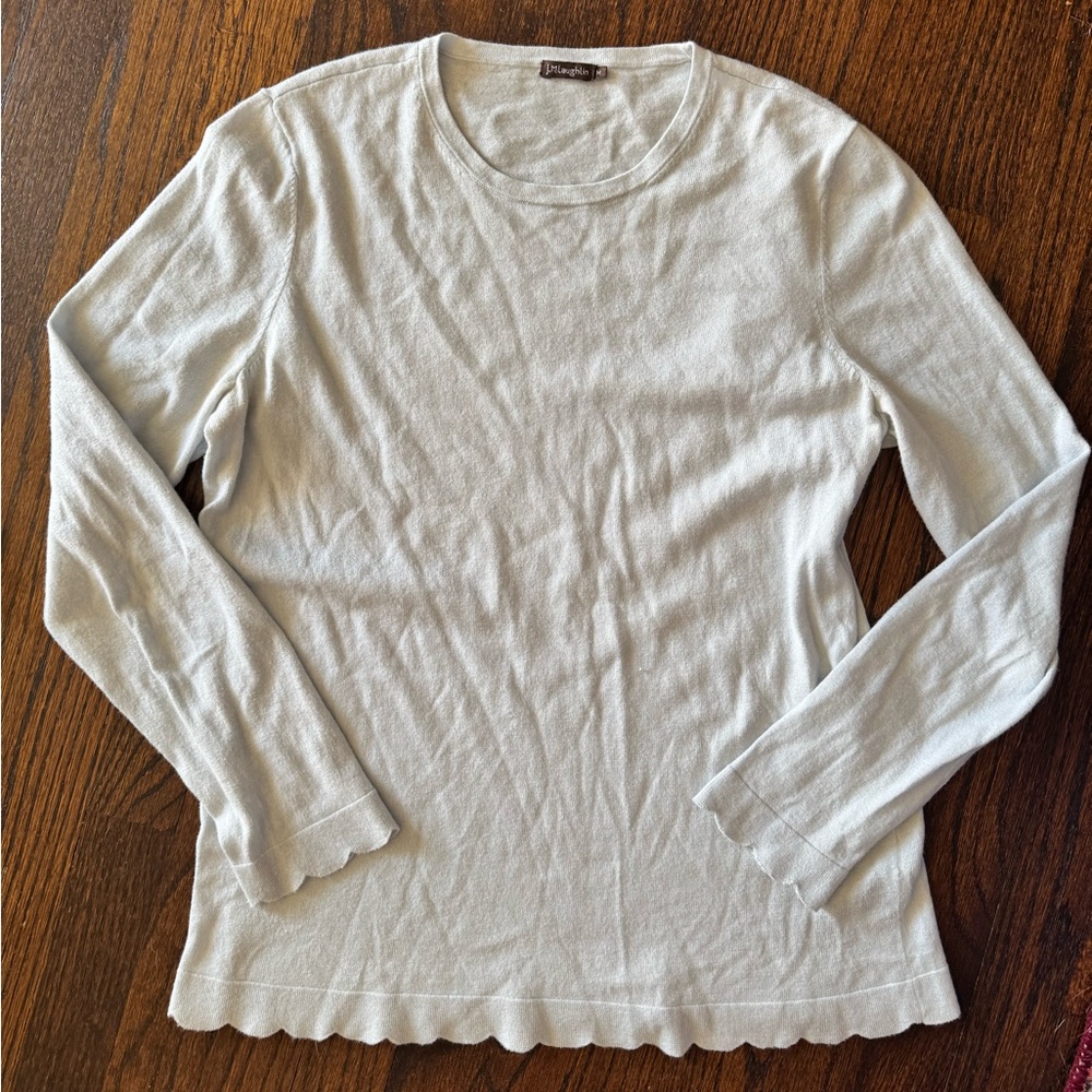 J. Mclaughlin Henri Cashmere Blend Scallop Edge Crewneck Sweater